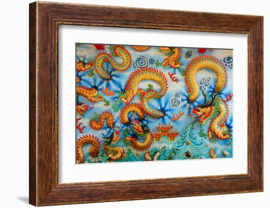 Chinese Golden Dragon on Wall-null-Framed Art Print