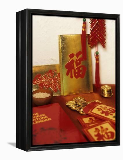 Chinese Good Luck Symbols for New Year (Gold Coins & Rice)-null-Framed Premier Image Canvas