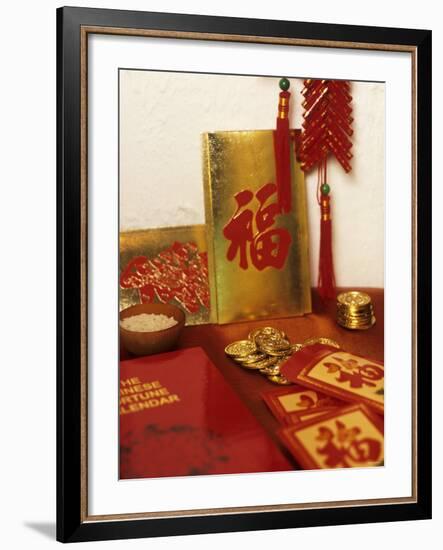 Chinese Good Luck Symbols for New Year (Gold Coins & Rice)-null-Framed Photographic Print