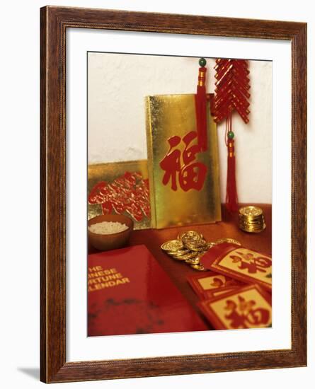 Chinese Good Luck Symbols for New Year (Gold Coins & Rice)-null-Framed Photographic Print