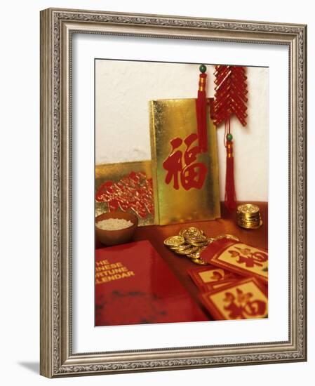 Chinese Good Luck Symbols for New Year (Gold Coins & Rice)-null-Framed Photographic Print