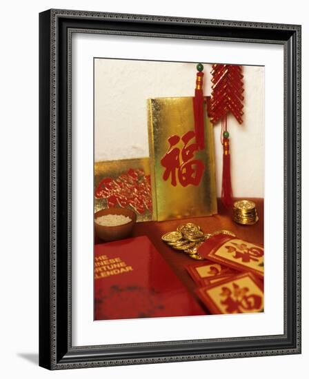 Chinese Good Luck Symbols for New Year (Gold Coins & Rice)-null-Framed Photographic Print