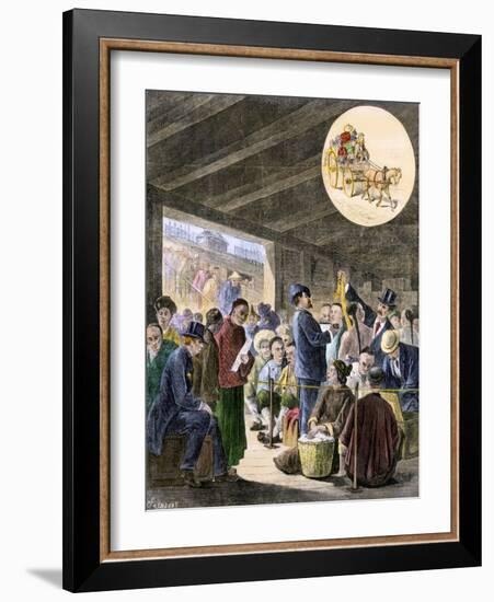 Chinese Immigrants at the San Francisco Custom-Hoouse, 1870s-null-Framed Premium Giclee Print