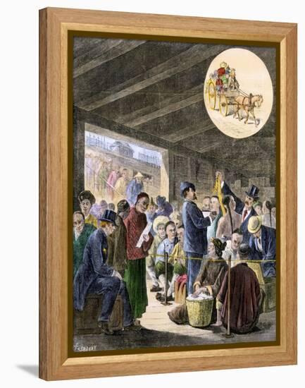 Chinese Immigrants at the San Francisco Custom-Hoouse, 1870s-null-Framed Premier Image Canvas
