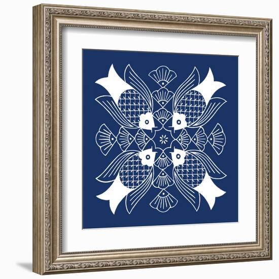 Chinese Indigo Fish I-Vision Studio-Framed Art Print