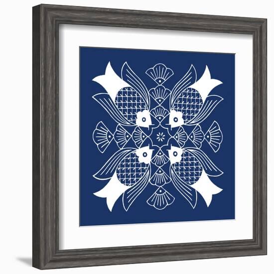 Chinese Indigo Fish I-Vision Studio-Framed Art Print