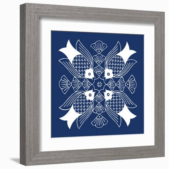 Chinese Indigo Fish I-Vision Studio-Framed Art Print