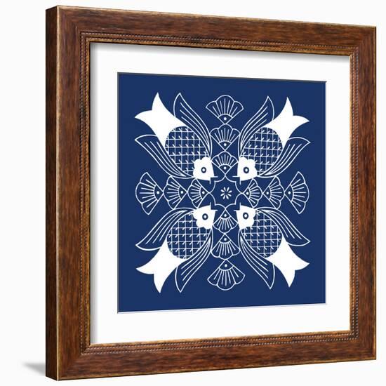 Chinese Indigo Fish I-Vision Studio-Framed Art Print