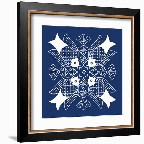 Chinese Indigo Fish I-Vision Studio-Framed Art Print