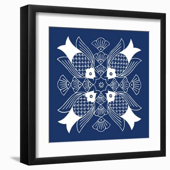 Chinese Indigo Fish I-Vision Studio-Framed Art Print