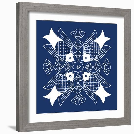 Chinese Indigo Fish I-Vision Studio-Framed Art Print