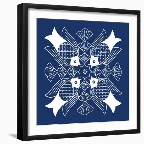 Chinese Indigo Fish I-Vision Studio-Framed Art Print