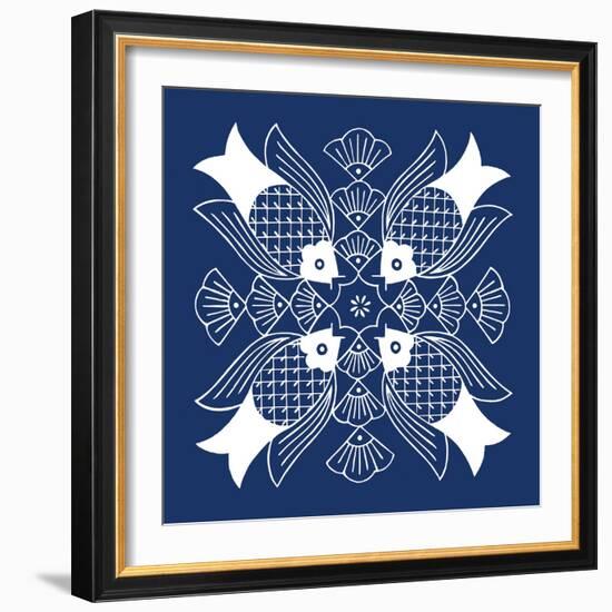 Chinese Indigo Fish I-Vision Studio-Framed Art Print