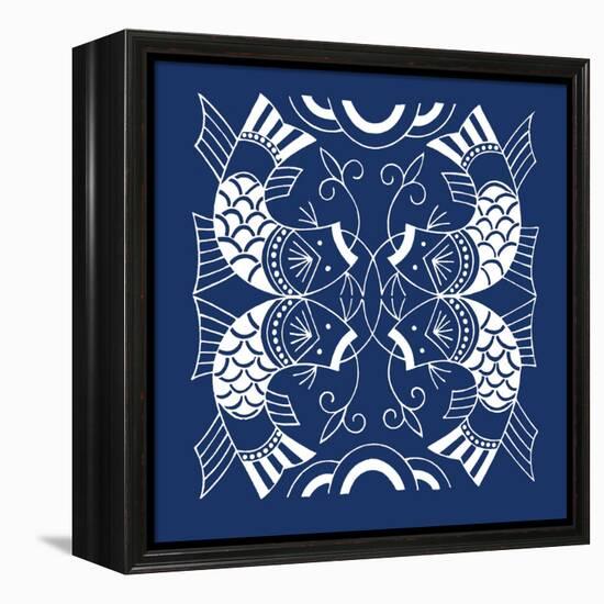 Chinese Indigo Fish II-Vision Studio-Framed Stretched Canvas