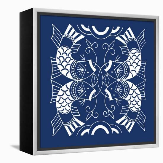 Chinese Indigo Fish II-Vision Studio-Framed Stretched Canvas