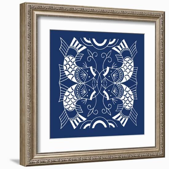 Chinese Indigo Fish II-Vision Studio-Framed Art Print