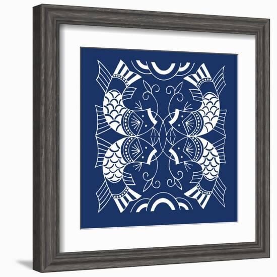 Chinese Indigo Fish II-Vision Studio-Framed Art Print