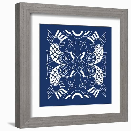 Chinese Indigo Fish II-Vision Studio-Framed Art Print