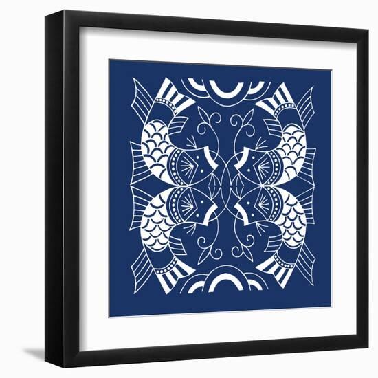 Chinese Indigo Fish II-Vision Studio-Framed Art Print