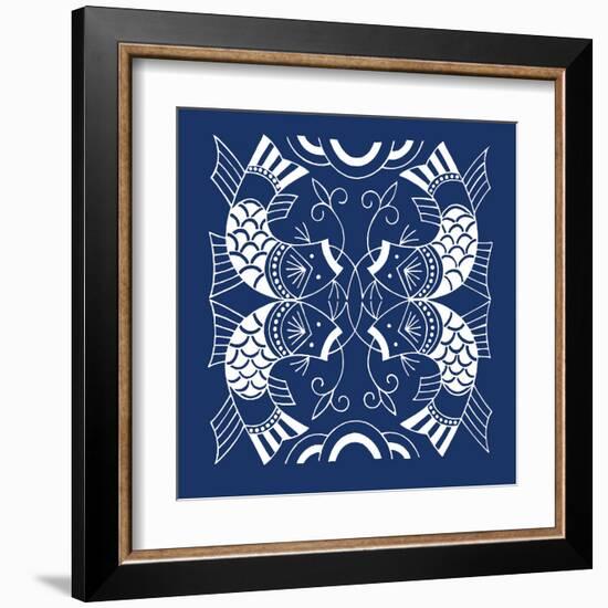 Chinese Indigo Fish II-Vision Studio-Framed Art Print