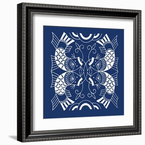 Chinese Indigo Fish II-Vision Studio-Framed Art Print