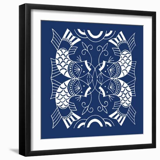 Chinese Indigo Fish II-Vision Studio-Framed Art Print