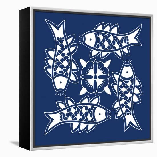 Chinese Indigo Fish III-Vision Studio-Framed Stretched Canvas