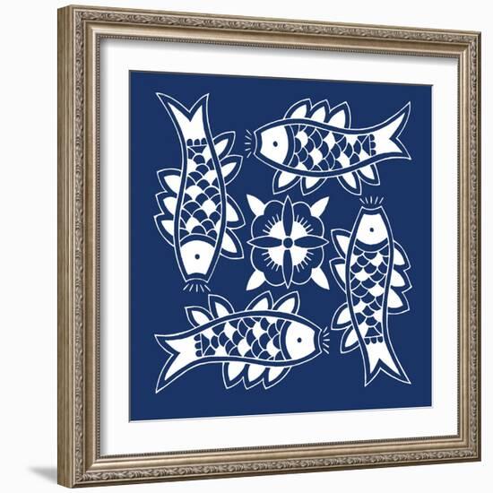 Chinese Indigo Fish III-Vision Studio-Framed Premium Giclee Print