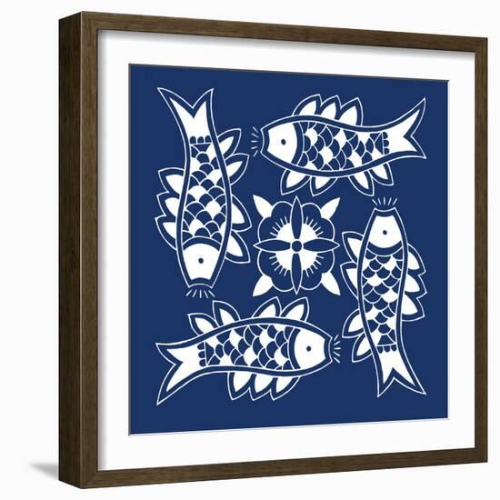 Chinese Indigo Fish III-Vision Studio-Framed Premium Giclee Print