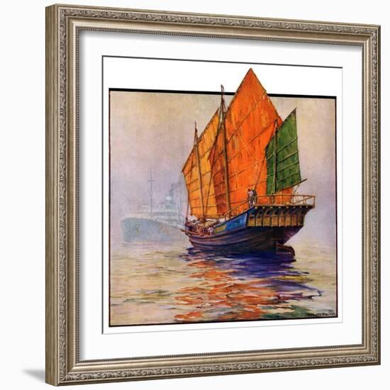 "Chinese Junk,"May 30, 1931-Anton Otto Fischer-Framed Giclee Print