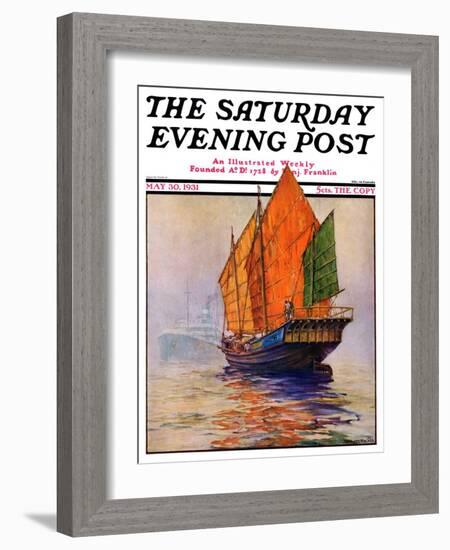 "Chinese Junk," Saturday Evening Post Cover, May 30, 1931-Anton Otto Fischer-Framed Giclee Print