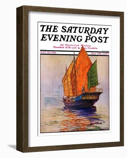 "Chinese Junk," Saturday Evening Post Cover, May 30, 1931-Anton Otto Fischer-Framed Giclee Print