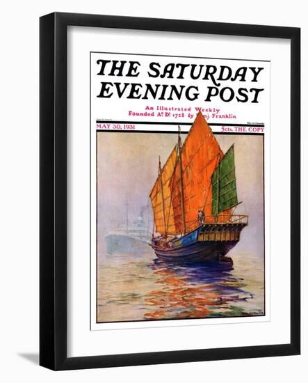 "Chinese Junk," Saturday Evening Post Cover, May 30, 1931-Anton Otto Fischer-Framed Giclee Print