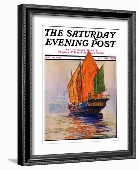 "Chinese Junk," Saturday Evening Post Cover, May 30, 1931-Anton Otto Fischer-Framed Giclee Print