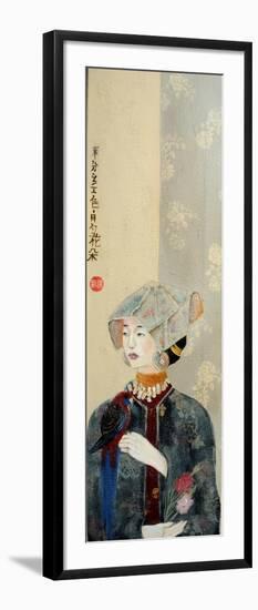 Chinese Lady with Bonnet and Rosella, 2015-Susan Adams-Framed Giclee Print