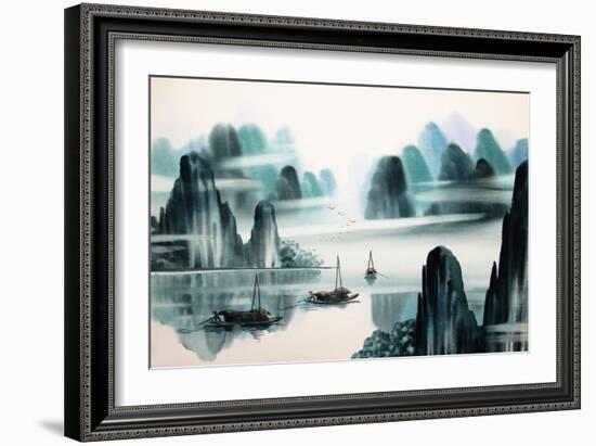 Chinese Landscape Watercolor Painting-baoyan-Framed Art Print