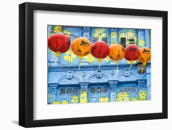 Chinese Lanterns and Colourful Old Building, Singapore-Peter Adams-Framed Photographic Print