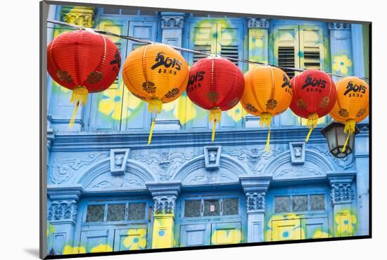 Chinese Lanterns and Colourful Old Building, Singapore-Peter Adams-Mounted Photographic Print