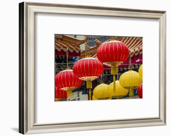 Chinese lanterns at Sik Sik Yuen Wong Tai Sin Temple, Kowloon, Hong Kong, China.-Michael DeFreitas-Framed Photographic Print