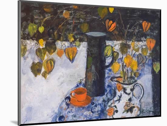 Chinese Lanterns in a Black Jug-Ann Oram-Mounted Giclee Print