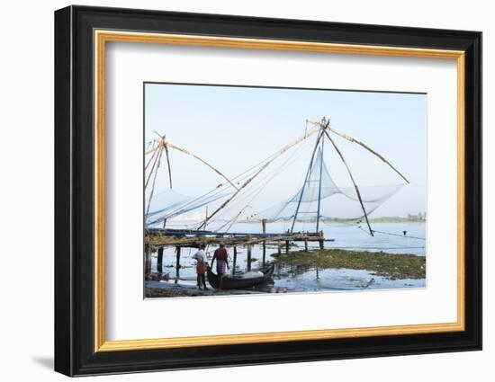 Chinese Nets at Dawn, Fort Kochi (Cochin), Kerala, India, South Asia-Ben Pipe-Framed Photographic Print