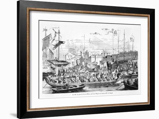 Chinese New Year a Dragon-Headed Boat is the Centre-Piece of the New Year's Water Festival-null-Framed Art Print