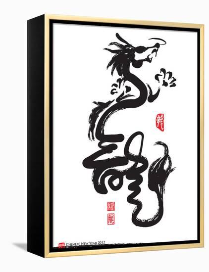 Chinese New Year Calligraphy For The Year Of Dragon-yienkeat-Framed Stretched Canvas