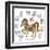 Chinese New Year Horse Color with Twelve Zodiacs Illustration-jpldesigns-Framed Art Print