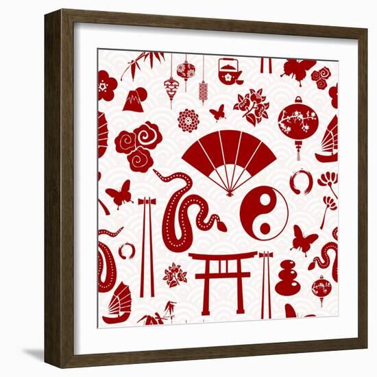 Chinese New Year of the Snake Pattern-cienpies-Framed Art Print