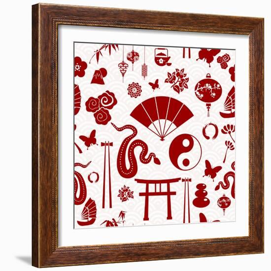 Chinese New Year of the Snake Pattern-cienpies-Framed Art Print