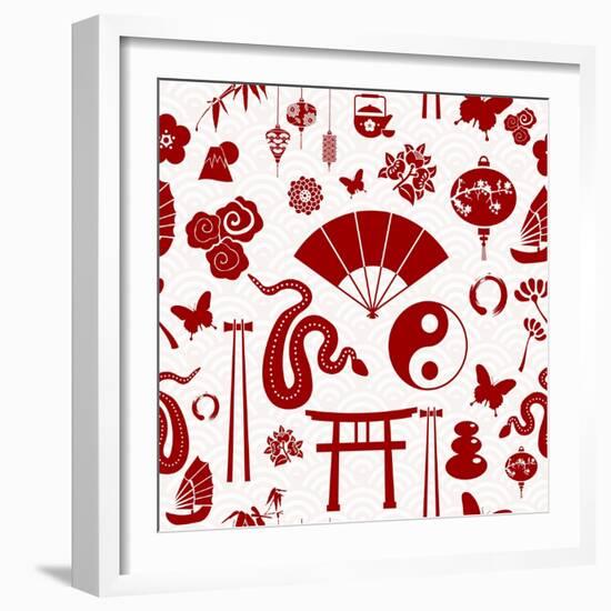 Chinese New Year of the Snake Pattern-cienpies-Framed Art Print