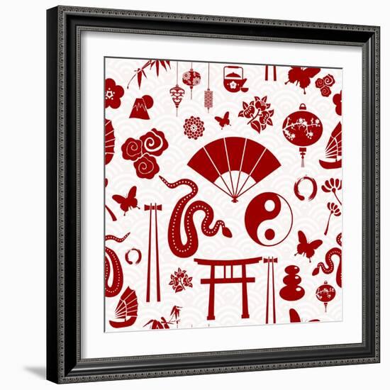 Chinese New Year of the Snake Pattern-cienpies-Framed Art Print