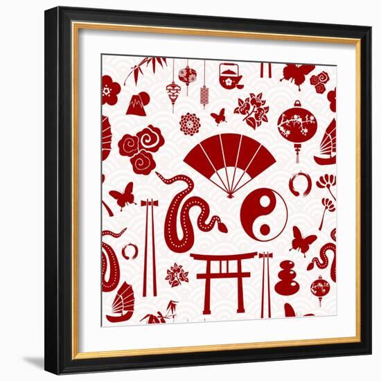 Chinese New Year of the Snake Pattern-cienpies-Framed Art Print