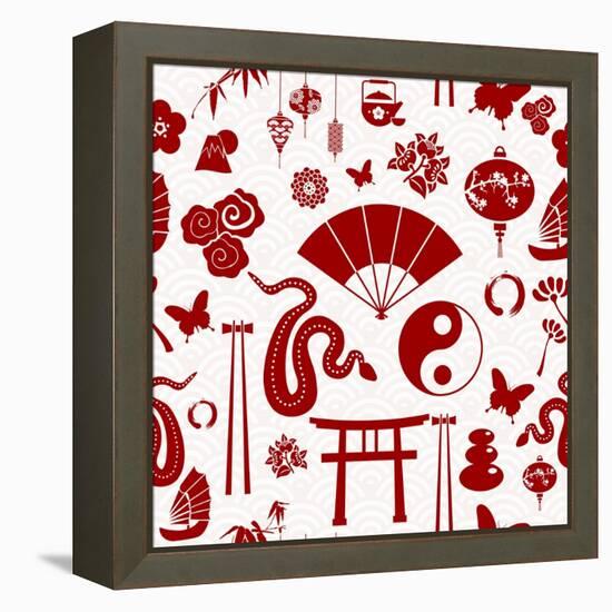 Chinese New Year of the Snake Pattern-cienpies-Framed Stretched Canvas